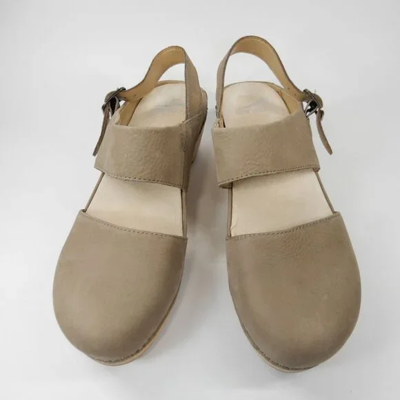 DANSKO Lucia Slingback Clog Pumps Shoes Size 40 9.5 10 Taupe Nubuck NEW $159 - Picture 6 of 14